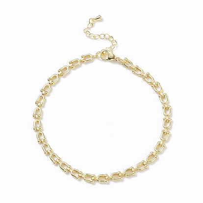Brass Initial Letter U Link Chain Anklet for Women
