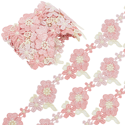 2 Yards Lace Trim Polyester String Threads for Jewelry Making, Flower Shape, Garment Accessories
