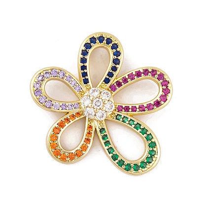 Messing Mikro ebnen Zirkonia Anhänger, Cadmiumfrei und Nickel frei und Bleifrei, echte 18k vergoldete Blumenanhänger