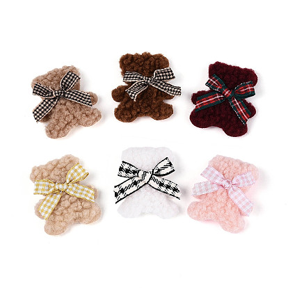 Нашивки из ткани с изображением медведя с бантом, швейные украшения