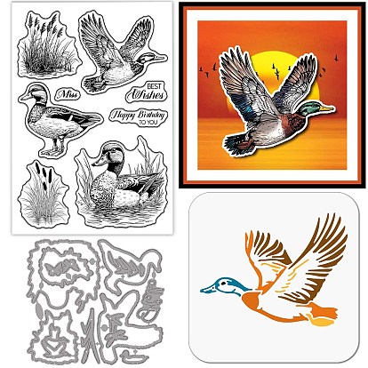 DIY скрапбукинга наборы инструментов, включая 1трафареты для резки углеродистой стали из ПК, 1трафареты для рисования на животных из ПК и 1 прозрачные штампы из листового ПВХ