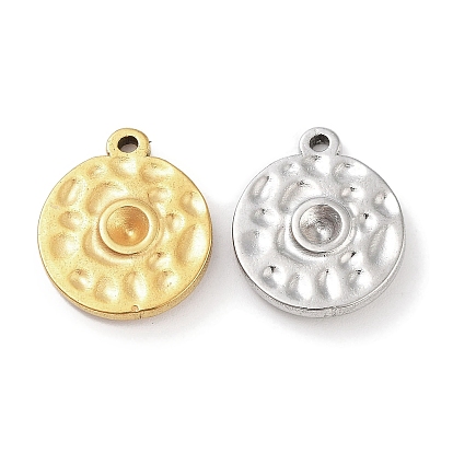 304 Stainless Steel Pendant Rhinestone Settings, Flat Round