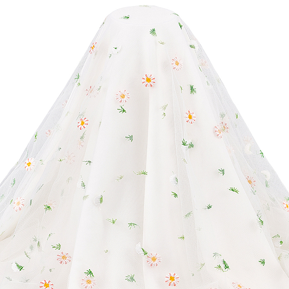 Кружевная ткань из полиэфирного тюля с вышитым узором в виде ромашек, аксессуары для одежды