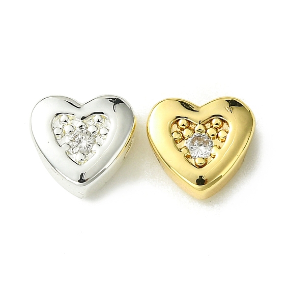 Латунные микро проложить кубического циркония бусы, без кадмия, без никеля и без свинца, сердце