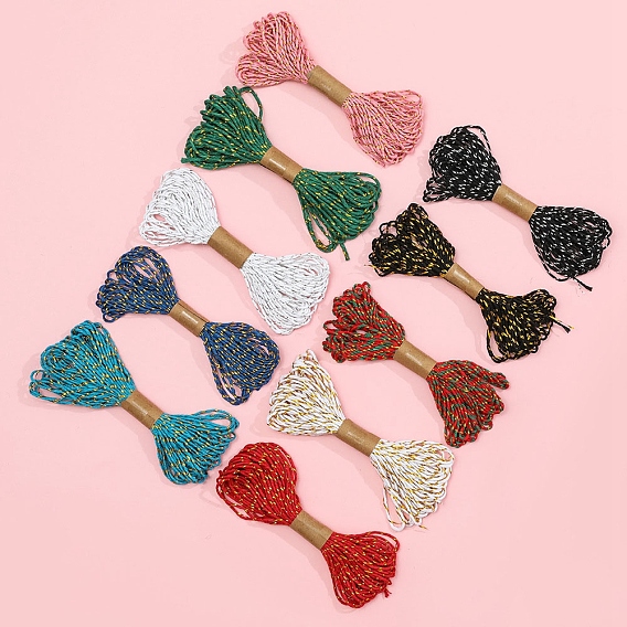 Двухцветные хлопковые нити с эффектом металлик, макраме шнур, декоративные нитки, для поделок ремесел, упаковка подарков и изготовление ювелирных изделий