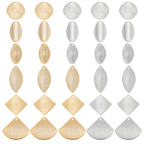 48шт 12 стиль латунные подвески, лист и веер и овал