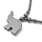Synthetic Non-magnetic Hematite Elephant Pendant Necklace with Beaded Chains