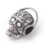 316 Surgical Stainless Steel European Beads, Large Hole Beads, Skull