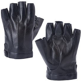 Перчатки из искусственной кожи с полупальцами