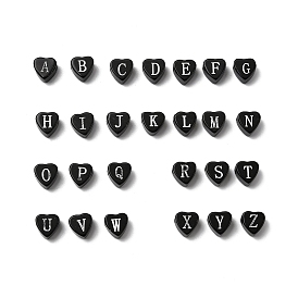 Натуральный черный обсидиан бисер, сердце с письмом