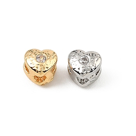 Латунные прозрачные бусины из кубического циркония, сердце