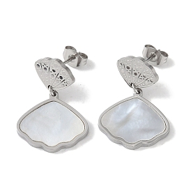 Shell Shape 304 Stainless Steel Shell Stud Earrings, Dangle Earrings for Women