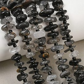 Natural Tourmalinated Quartz Beads Strands, Nuggets