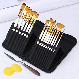 Painting Brush Set, Wolf Mane Brush Head with Wooden Handle and Aluminium Tube, for Watercolor Painting Artist Professional Painting