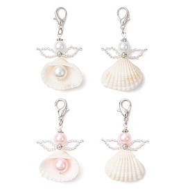 Подвеска в виде ракушки-ангела, со стеклянными шариками и сплавов застежками когтя омара