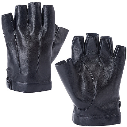 Перчатки из искусственной кожи с полупальцами