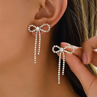 Серьги-гвоздики с подвесками из латуни с бантом