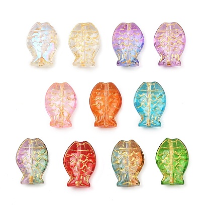 Гальванопокрытие и стеклянные бусины с золотым металлическим плетением, рыба