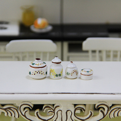 Porcelain Miniature Spice Jar Ornaments, Micro Landscape Garden Dollhouse Accessories, Pretending Prop Decorations