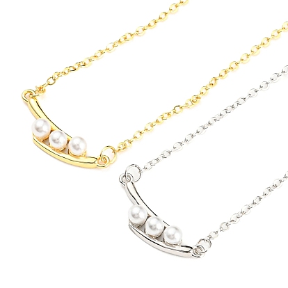 Pea Shaped Plastic Imitation Pearl Pendant Necklace with Brass Cable Chains