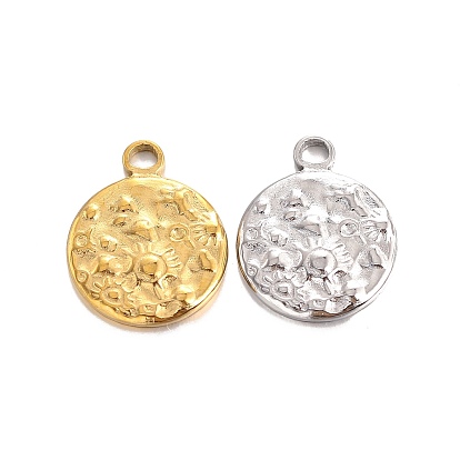 Pendentifs en acier inoxydable, charme plat rond