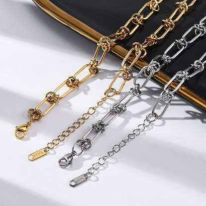 304 ожерелья из нержавеющей стали с овальными узлами для женщин и мужчин