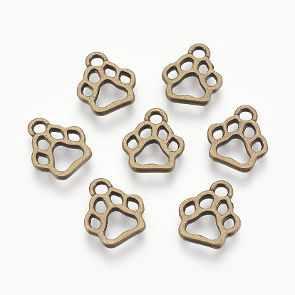 Подвески из сплава в тибетском стиле, без кадмия и без свинца, собака отпечатки лап