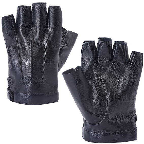 Перчатки из искусственной кожи с полупальцами