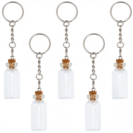 5шт. брелки в виде стеклянных бутылок, литыми кольцами