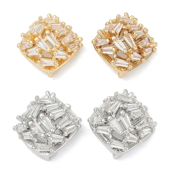 Латунные серьги-гвоздики из циркония, долговечный, без кадмия, без никеля и без свинца, квадратный