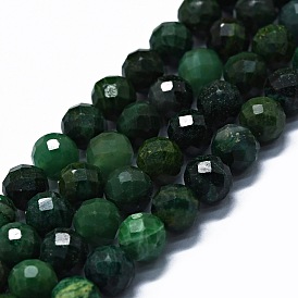 Natural African Jade Bead Strands, Faceted(64 Facets), Round