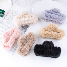 Furry Plush Cloth Large Claw Hair Clips, for Girls Women Thick Hair