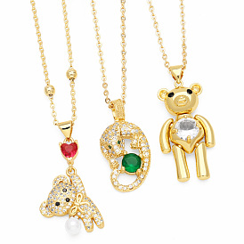 Sweet Minimalist Teddy Bear Pendant Necklace - Heart Collarbone Jewelry