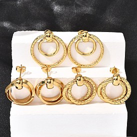 201 серьги нержавеющей стали, с 304 штифтов из нержавеющей стали, вакуумное покрытие pvd, плоско-круглые