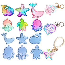 DIY Food Grade Silhouette Silicone Pendant Molds, Sea Animal Quicksand Molds, Shaker Molds, Resin Casting Molds