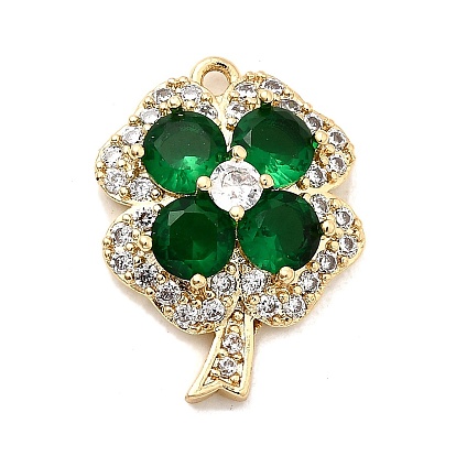 Латунные микро проложить кубического циркония подвески, клевер, долговечный, стойки покрытие, без свинца и без кадмия