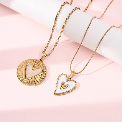 304 Подвески из нержавеющей стали с белой эмалью для женщин, золотые