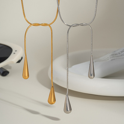 Модные регулируемые ожерелья-лариаты из нержавеющей стали с круглой цепочкой-змейкой для женщин