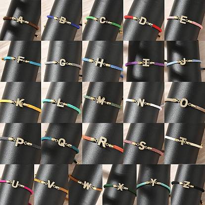 26шт. регулируемые браслеты из нейлонового шнура, латунные микропаве кубические цирконии буквы подвески ювелирные изделия для женщин мужчин, стойки покрытие, долговечный