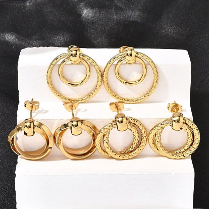 201 серьги нержавеющей стали, с 304 штифтов из нержавеющей стали, вакуумное покрытие pvd, плоско-круглые