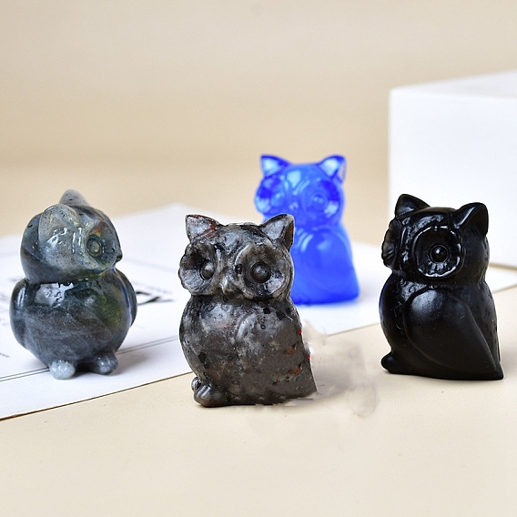 Резные украшения из драгоценных камней в форме совы, для домашнего офисного стола