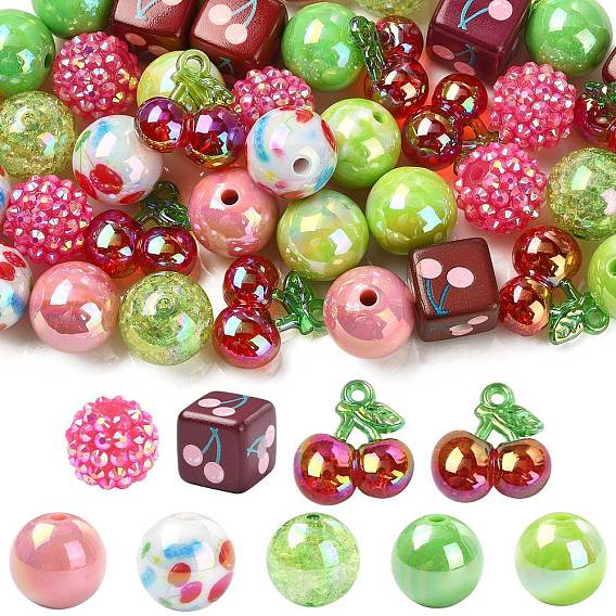 45Pcs 9 Styles Plastic Round Bead & Acrylic Beads Kits, Mixed Shapes