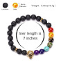 Lava Volcano Stone Leopard Lion Owl Bracelet with Seven Chakra Stones and Natural Buddha Head Beads