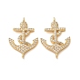 Brass Micro Pave Clear Cubic Zirconia Connector Charms, Anchor Links, Rack Plating, Long-Lasting Plated, Cadmium Free & Lead Free