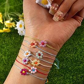 Браслеты-слайдеры из смолы с бусинами в виде цветов для женщин, два тона