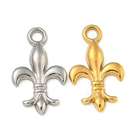 Ion Plating(IP) 304 Stainless Steel Pendants, Fleur De Lis Charms