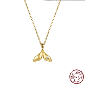 925 Argent sterling pavé 5 Pendentifs en zircone cubique transparente, breloques en queue de poisson, sans collier