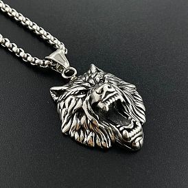 Кулон в виде волка в стиле панк-винтаж 304 ожерелье из нержавеющей стали, ювелирные изделия, аксессуары