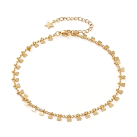 Brass Heart Charm Anklets for Women Girls, with Curb Chains