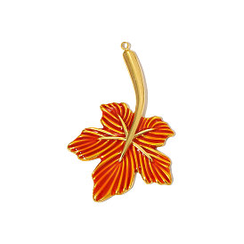 Осень 304 эмалевые подвески из нержавеющей стали, кленовый лист подвески, реальный 18 k позолоченный, ионное покрытие (ip)